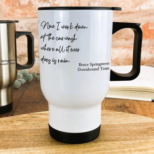 Bruce Springsteen Downbound Train 80s Personalised Travel Mug