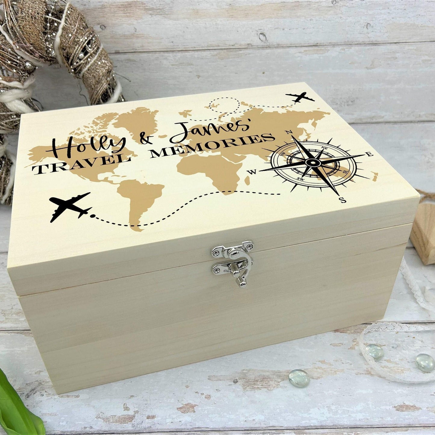 Travel Wooden Memory Box - Personalised Gift