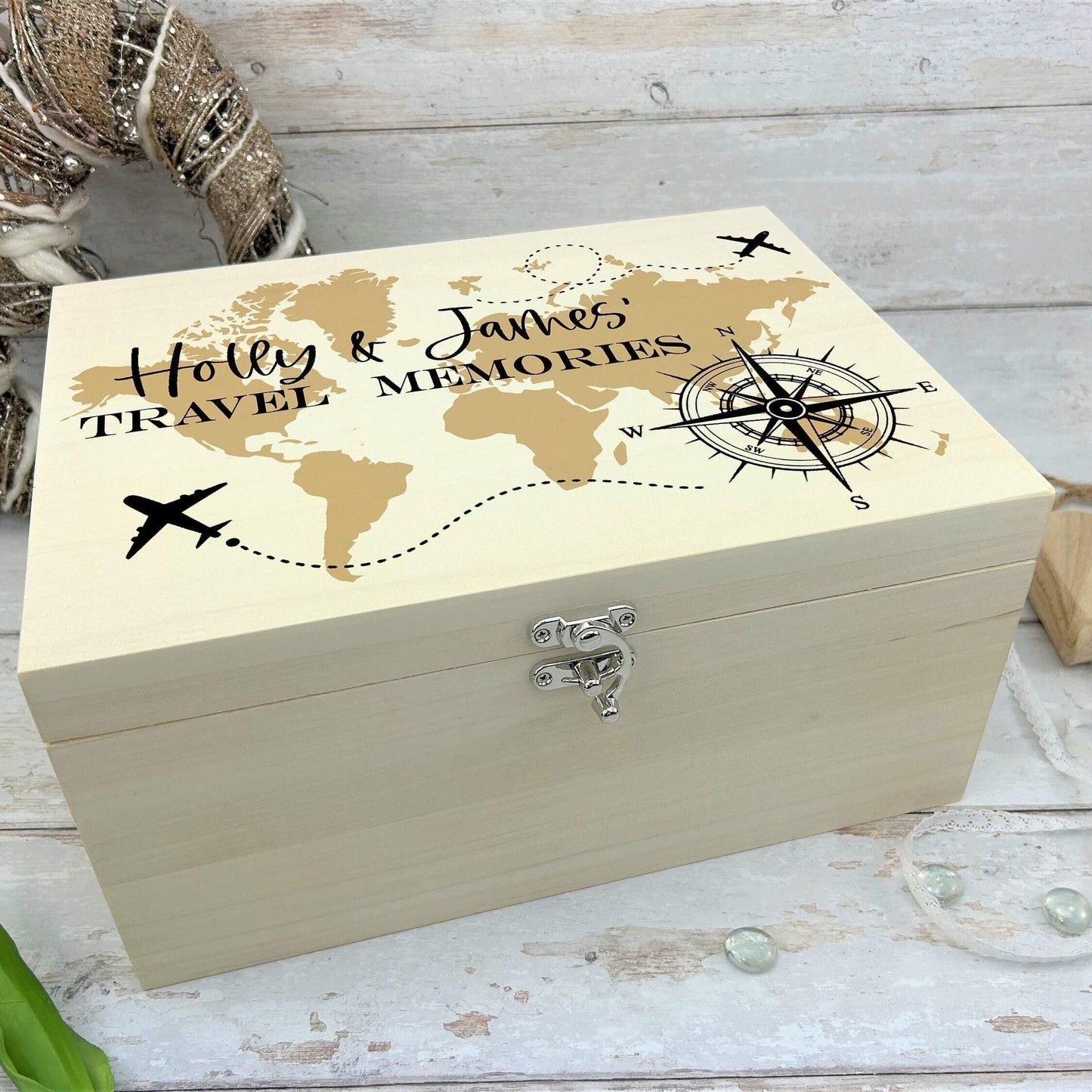 Travel Wooden Memory Box - Personalised Gift