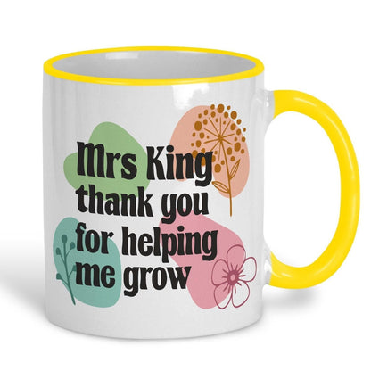 Helping Me Grow Teacher Personalised Ceramic Mug