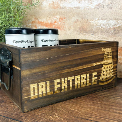 Dalektable Dr Who Doctor Dalek Engraved Kitchen Tidy / Caddy Storage Spices Vinegar Herbs Dining Table Decor Housewarming Cooking Baking