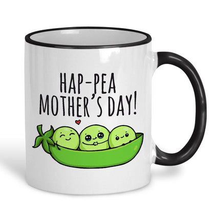 Hap-Pea Mother's Day Pun Funny Personalised Ceramic Mug