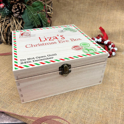 Postcard Letter From Santa Clause Wooden Christmas Eve Personalised Treat Box
