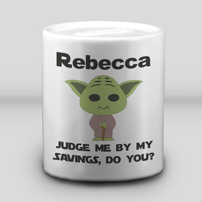 Yoda Money Box Star Wars - Judge Me By My Savings - Personalised Gift