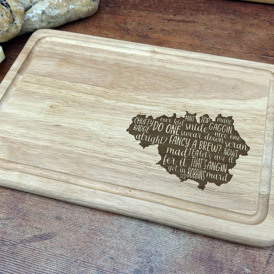 Manchester Map Mancunian Dialect - Chopping Board