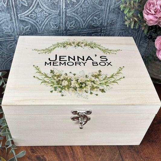 Leaf Design Luxury Wooden Memory Box - Personalised Botanical Box