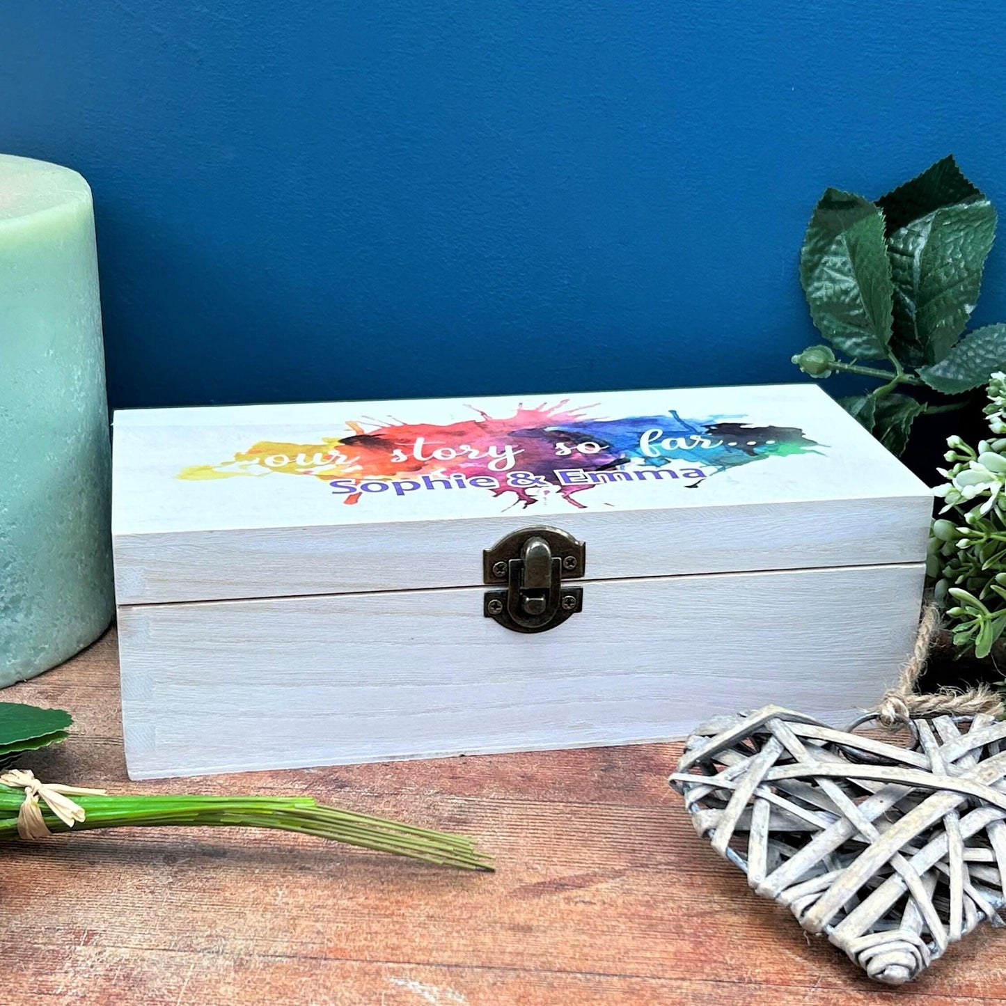 Our Story So Far Rainbow Memory Box - Personalised Gift - Couples Anniversary LGBT