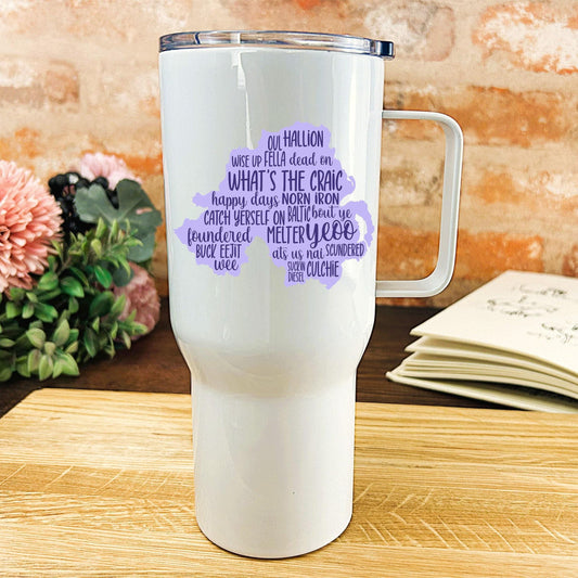 Northern Ireland Map Dialect - Northern Ireland Dialect - Personalised Travel Mug