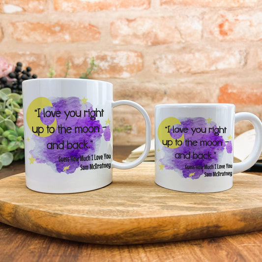 Guess How Much I Love You Moon and Back Children's Book Quote Literature Personalised Gift Mug Polymer First Unbreakable