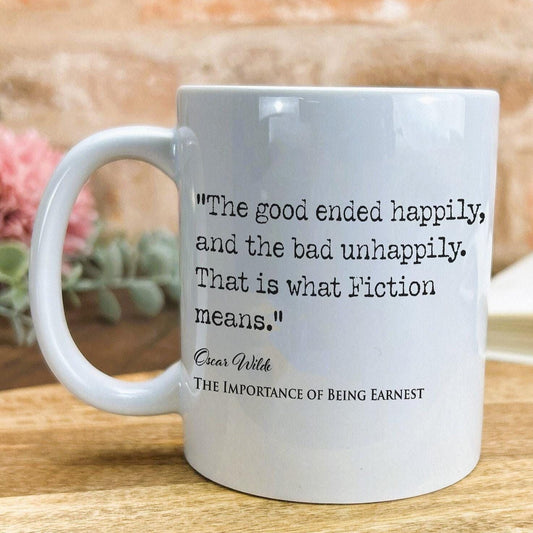 Importance of Being Earnest Oscar Wilde Book Quote "What Fiction Means" Classic Literature Mug
