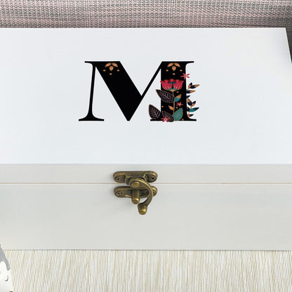 Monogram Personalised Floral Jewellery Trinkets Box - Birthday Gift