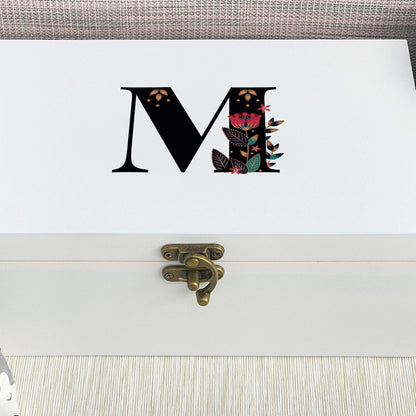 Monogram Personalised Floral Jewellery Trinkets Box - Birthday Gift