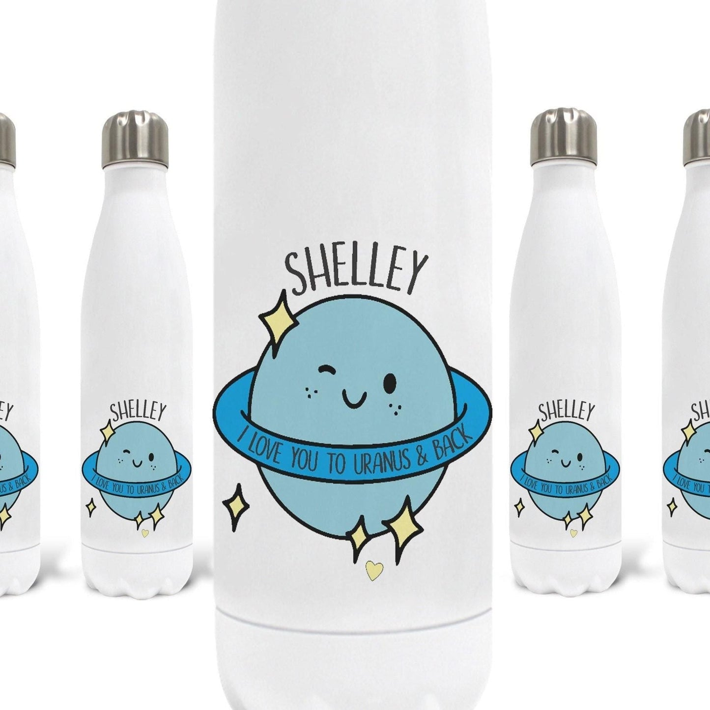 I Love You To Uranus And Back Funny Pun Personalised Water Bottle Valentine's Day Boyfriend Girlfriend Gift