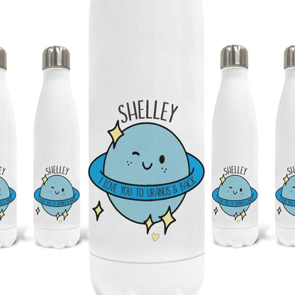 I Love You To Uranus And Back Funny Pun Personalised Water Bottle Valentine's Day Boyfriend Girlfriend Gift