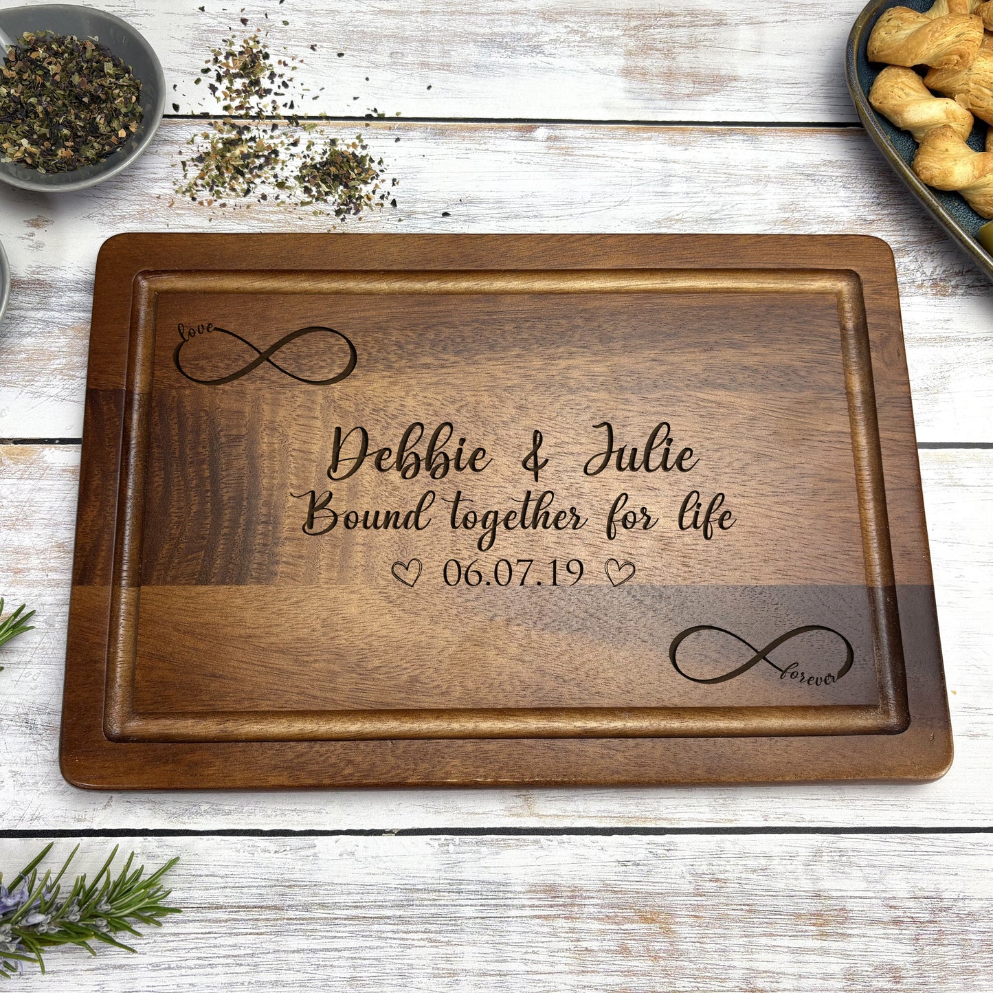 Infinity Personalised Chopping Board Wedding Gift
