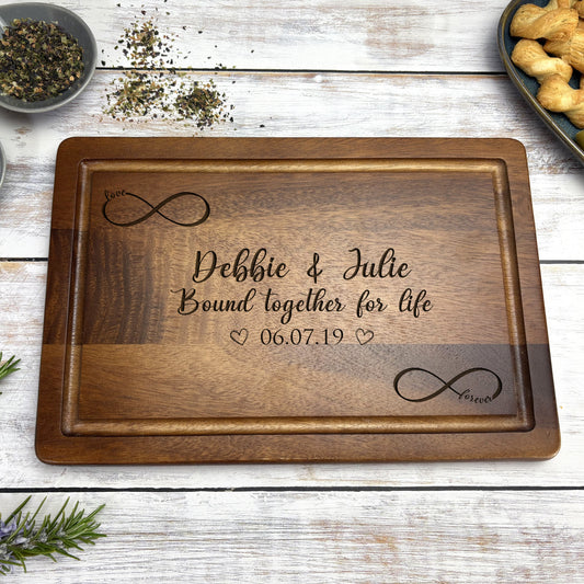 Infinity Personalised Chopping Board Wedding Gift
