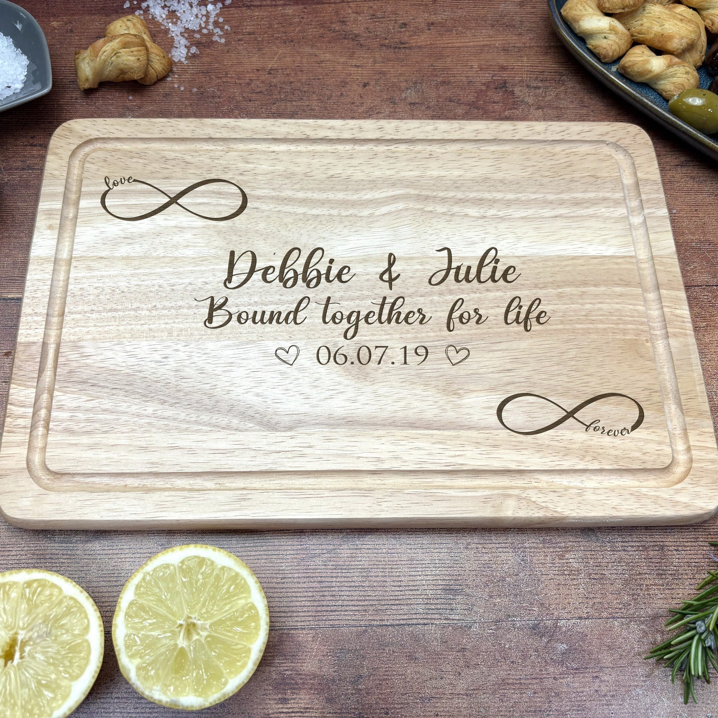 Infinity Personalised Chopping Board Wedding Gift