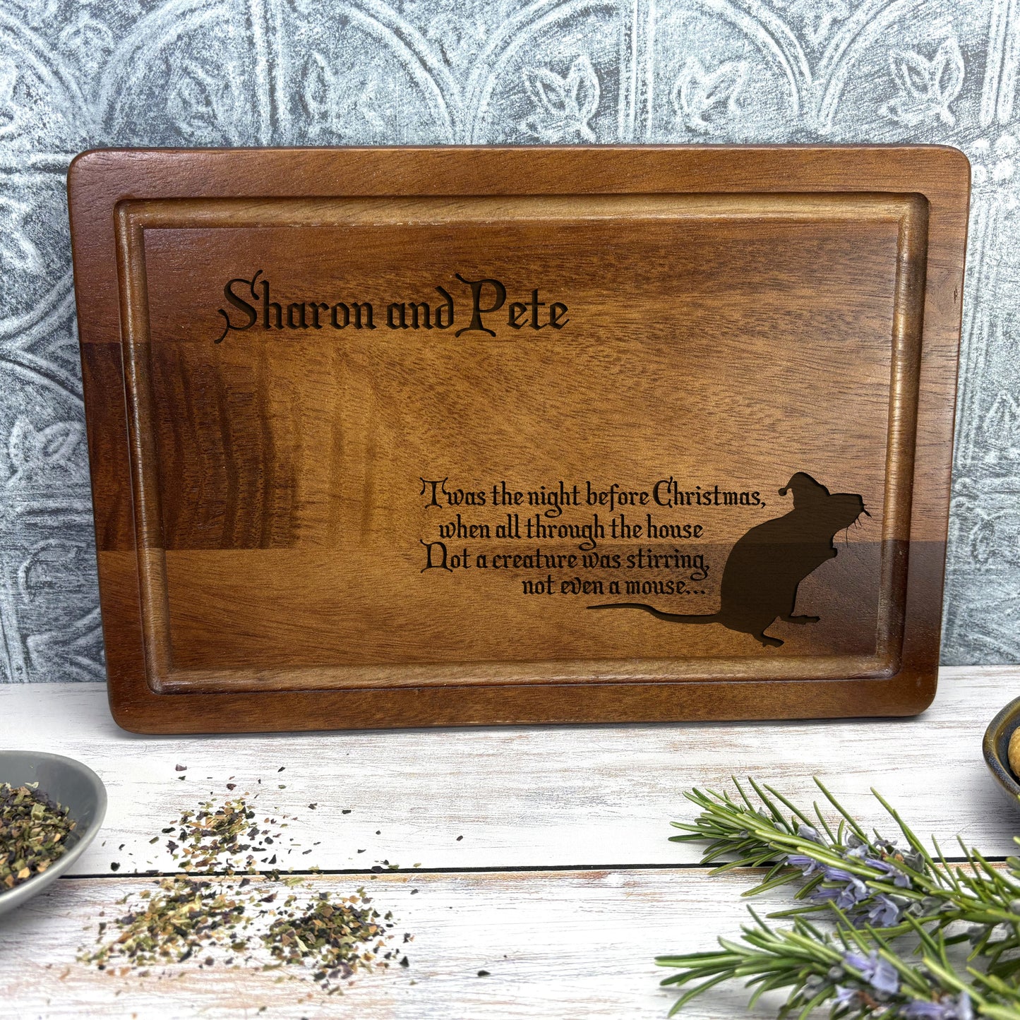 Night Before Christmas Mouse Chopping Board Personalised Gift