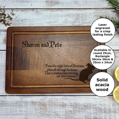 Night Before Christmas Mouse Chopping Board Personalised Gift