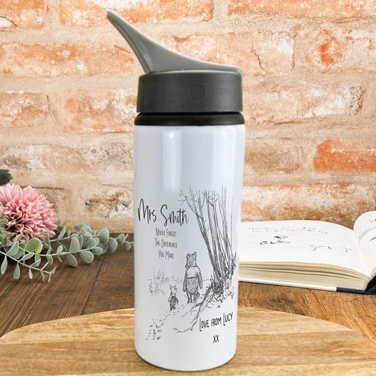 Winnie the Pooh and Piglet, Never Forget Teacher Personalised Gift Water Bottle