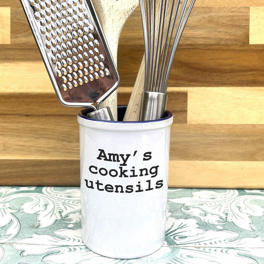 Cooking Utensils Kitchen Utensils Holder - Cutlery Pot - Personalised Gift Housewarming