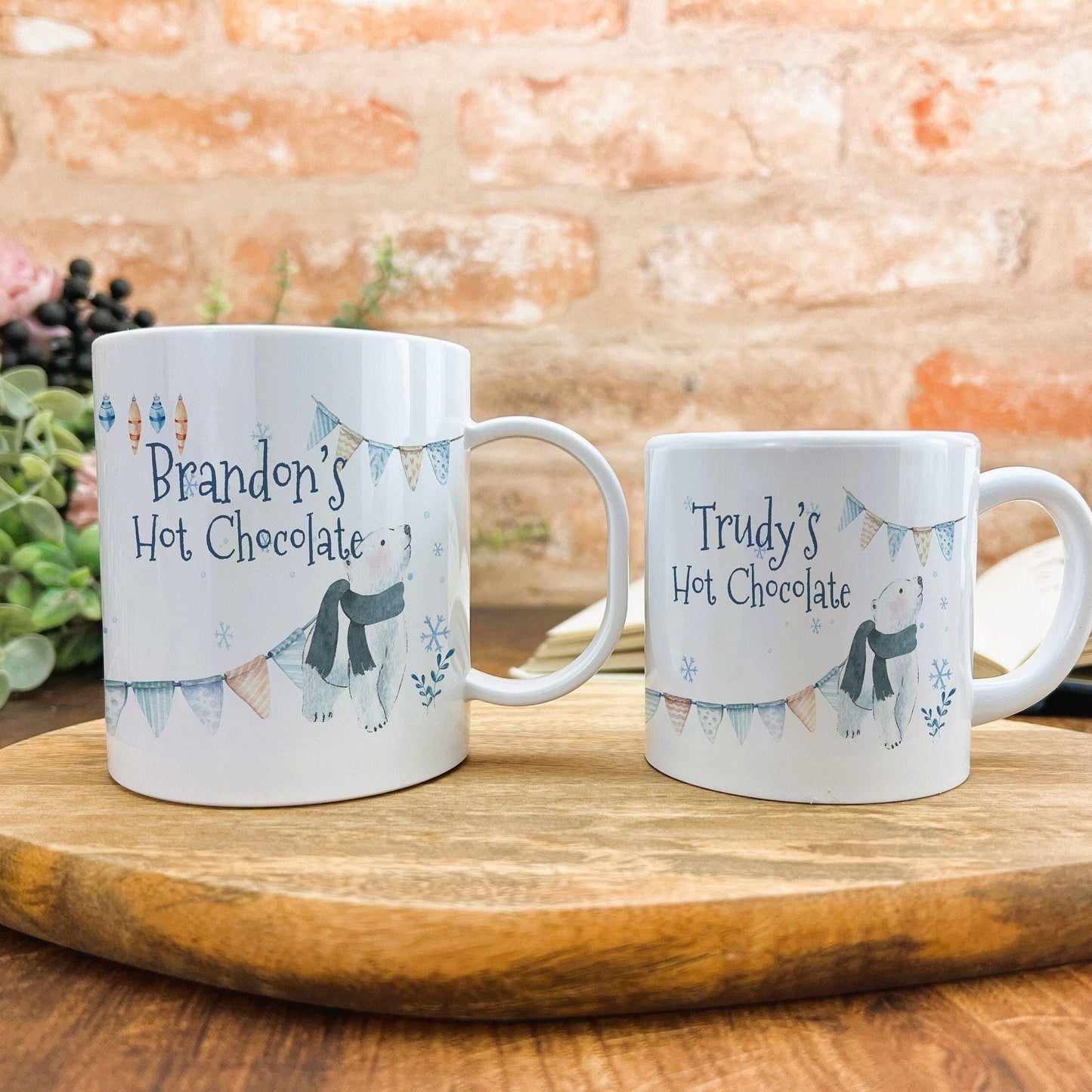 Polar Bear Sleigh Christmas Hot Chocolate Gift XMAS Children's Personalised Mug Unbreakable Kids Toddler Child Safe