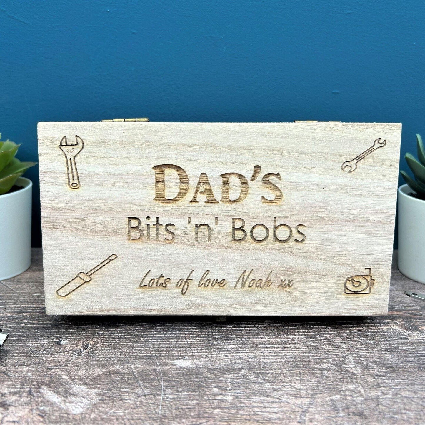 Dads Bits N Bobs Engraved Box - Father's Day Gift - Personalised - Tool Storage