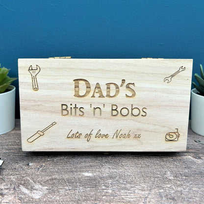 Dads Bits N Bobs Engraved Box - Father's Day Gift - Personalised - Tool Storage