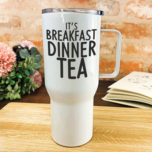 It's Breakfast Dinner Tea Mancunian Quote - Personalised Travel Mug