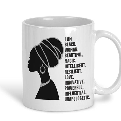 I Am Black Woman Beautiful Afro Hair Personalised Mug