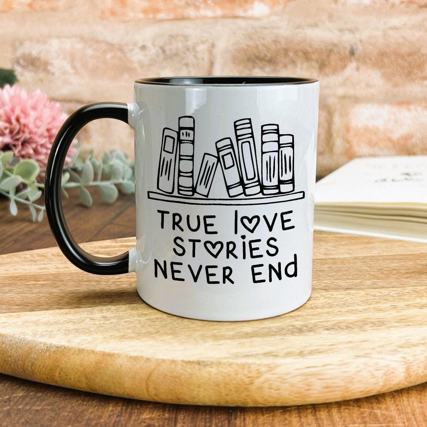 True Love Stories Never End Books Reading Personalised Mug