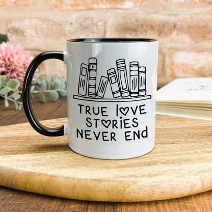 True Love Stories Never End Books Reading Personalised Mug