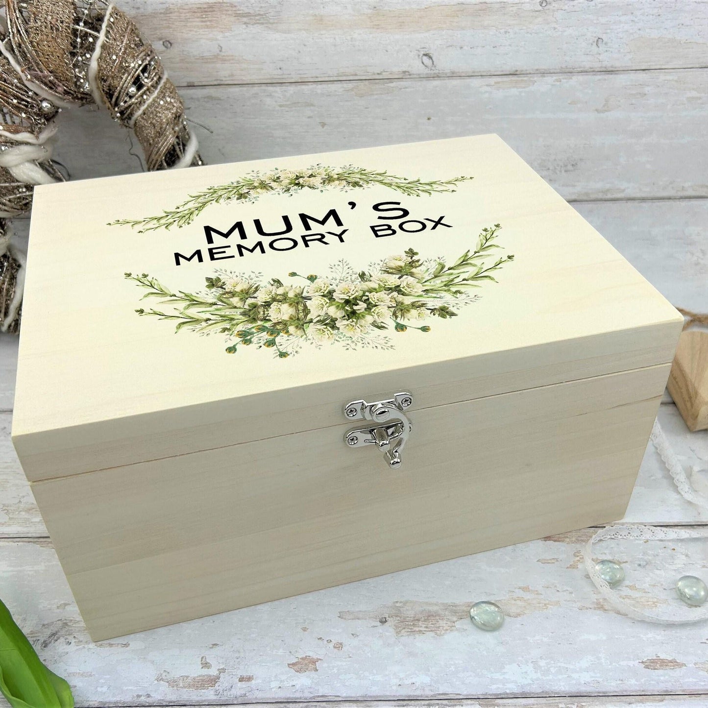 Leaf Design Luxury Wooden Memory Box - Personalised Botanical Box