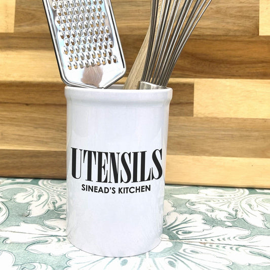 Utensils Kitchen Cooking Utensils Holder - Cutlery Pot - Personalised Gift Housewarming