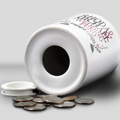 Roses Wedding Fund Money Box Savings Gift  - Engagement Personalised Gift
