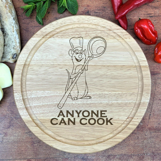 a cutting board with a cartoon character on it