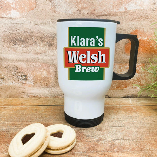 Welsh Brew Tea - Welsh Language Dialect - Personalised Travel Mug