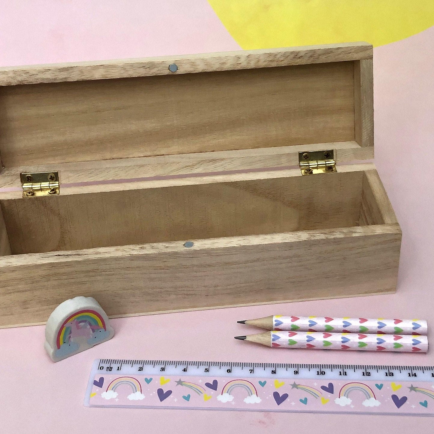 Unicorn Printed Personalised Wooden Pencil Case Box - Pencil Case School Stationery Birthday Gift