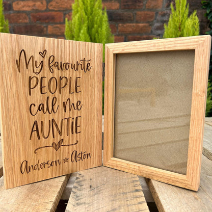 My Favourite People Call Me Auntie Personalised Oak Photo Frame Gift - Sister Gift - Baby Announcement