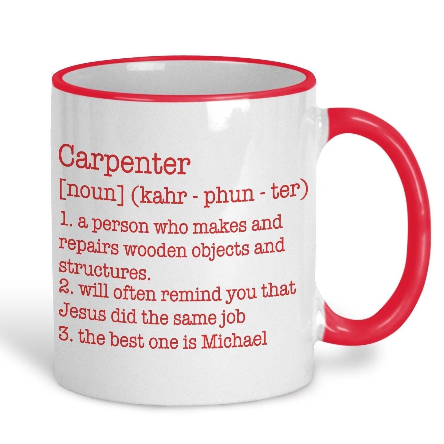 Carpenter Definition Personalised Mug Gift Secret Santa Worksite Trade New Job Profession