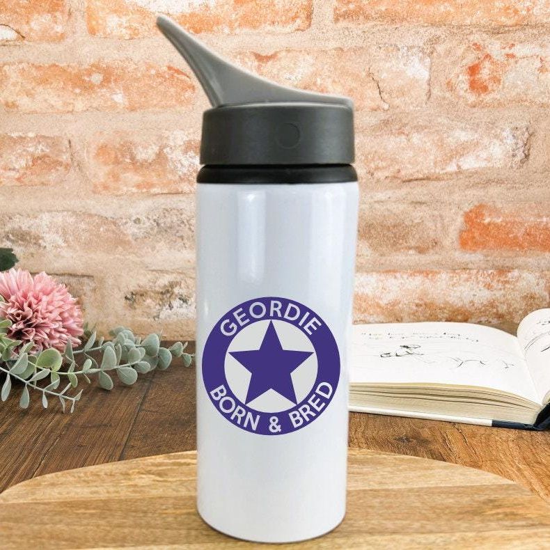 Geordie Born & Bred Star - Newcastle Geordie Dialect - Personalised Water Bottle