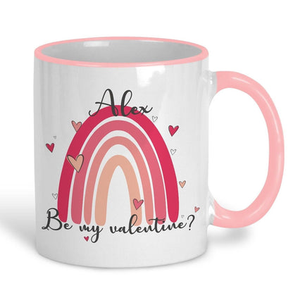 Be My Valentine Rainbow Personalised Valentine's Day Ceramic Mug