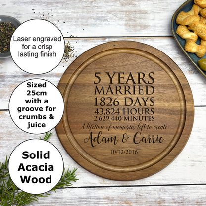 a personalized cutting board for a couple's anniversary