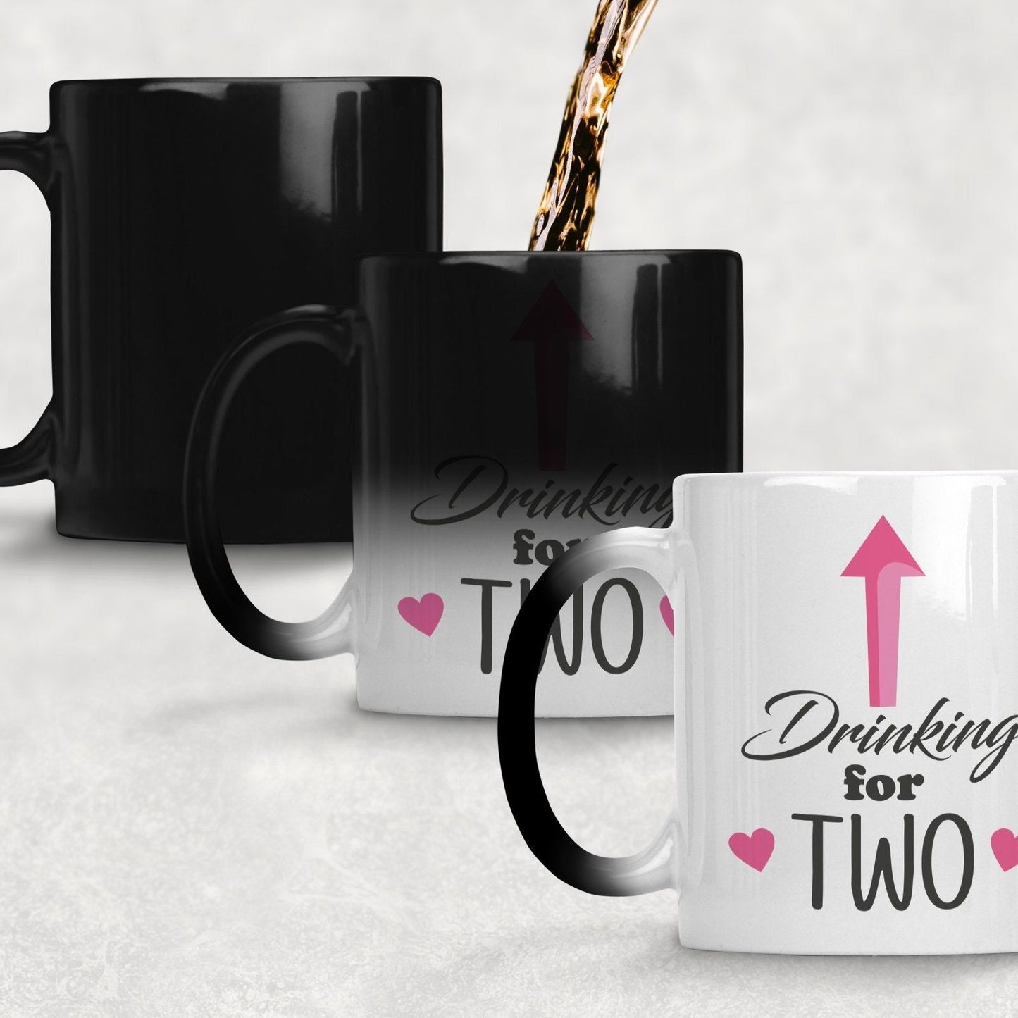 Drinking for Two Colour Change Pregnancy Reveal Mug - New Baby Announcement Gift - Personalised