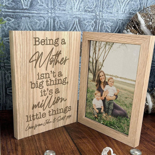 Being a Mother - Personalised Oak Photo Frame Gift - Mother's Day Gift