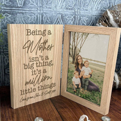 Being a Mother - Personalised Oak Photo Frame Gift - Mother's Day Gift