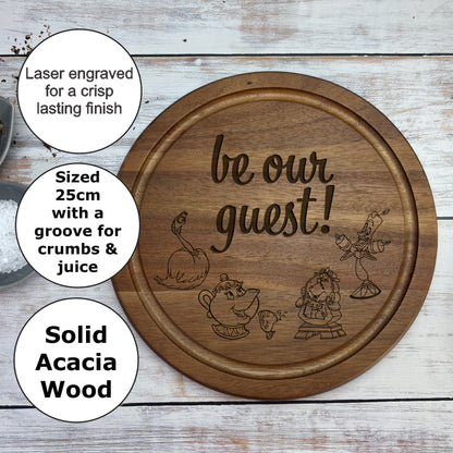 Beauty and the Beast Disney Movie Be Our Guest Chopping Board Cooking Gift Present Kitchen Decor HousewarmingChristmas Gift Birthday Present