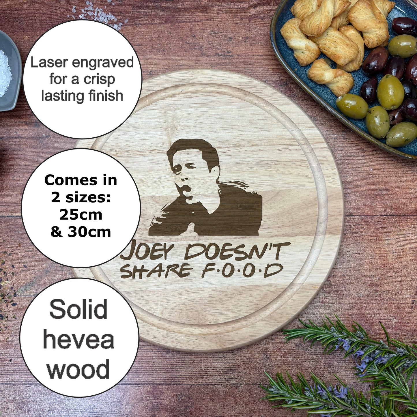 Friends Joey Doesn't Share Food Chopping Board Funny Cooking Gift Present Kitchen Decor Housewarming Christmas Gift Birthday Present
