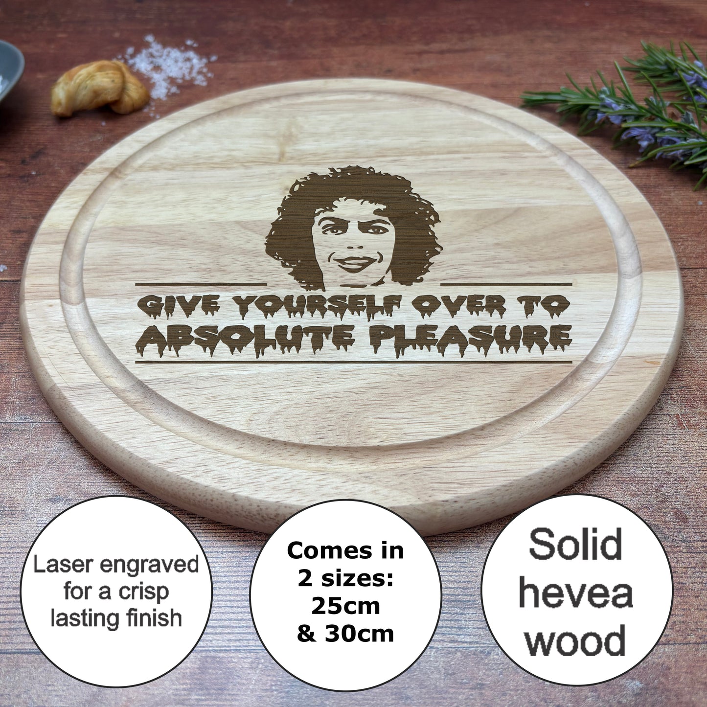 Rocky Horror Picture Show Absolute Pleasure Engraved Wooden Chopping Board Funny Cooking Kitchen Decor Housewarming Christmas Gift Present