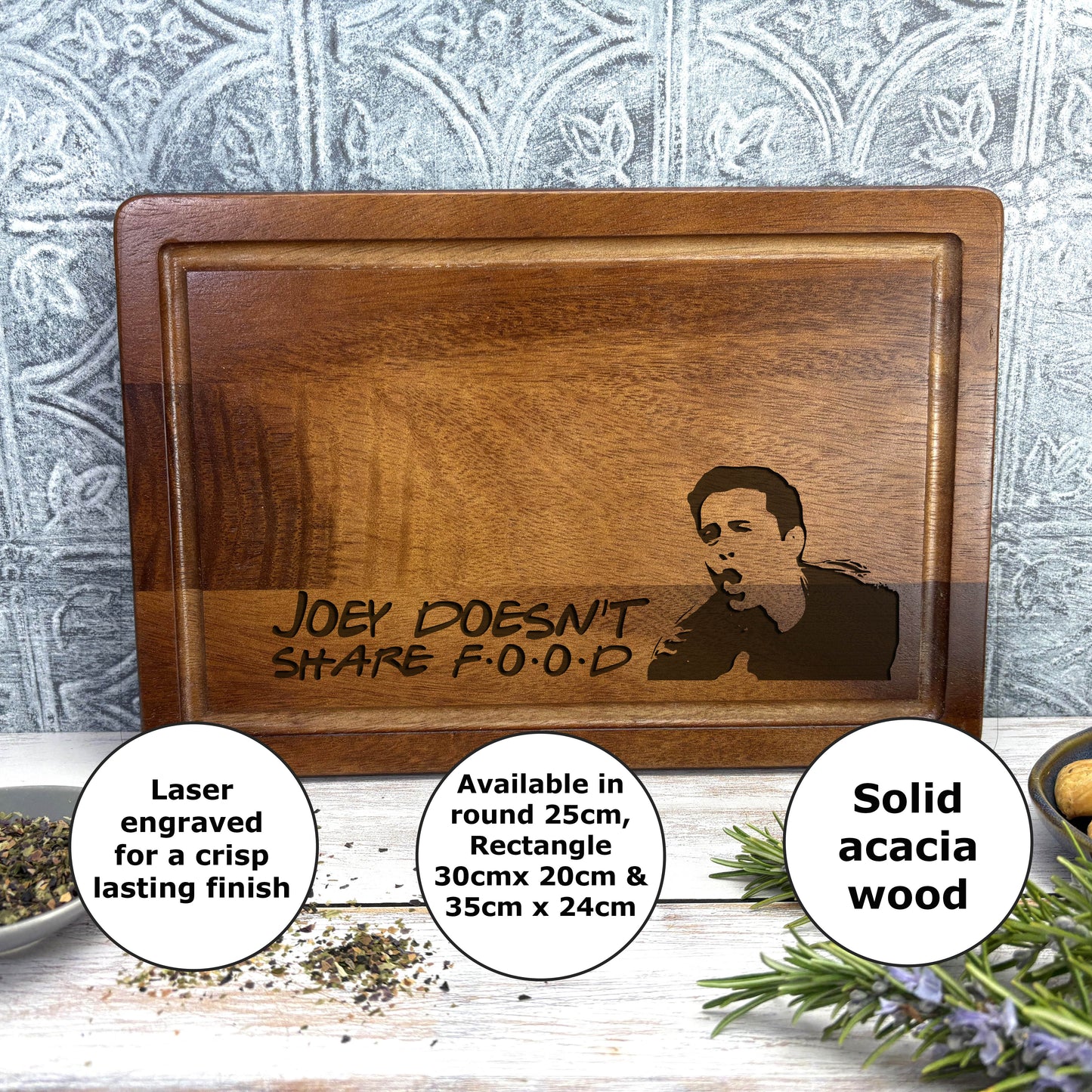 Friends Joey Doesn't Share Food Chopping Board Funny Cooking Gift Present Kitchen Decor Housewarming Christmas Gift Birthday Present